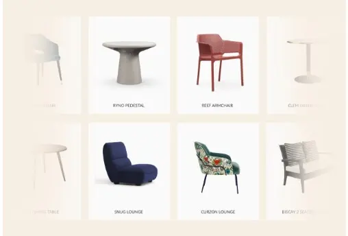 Virtual moodboard featuring chosen furniture and finishes in Australia