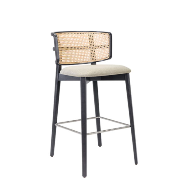 Coffee Wicker Back Barstool