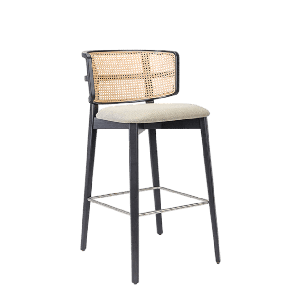 Coffee Wicker Back Barstool